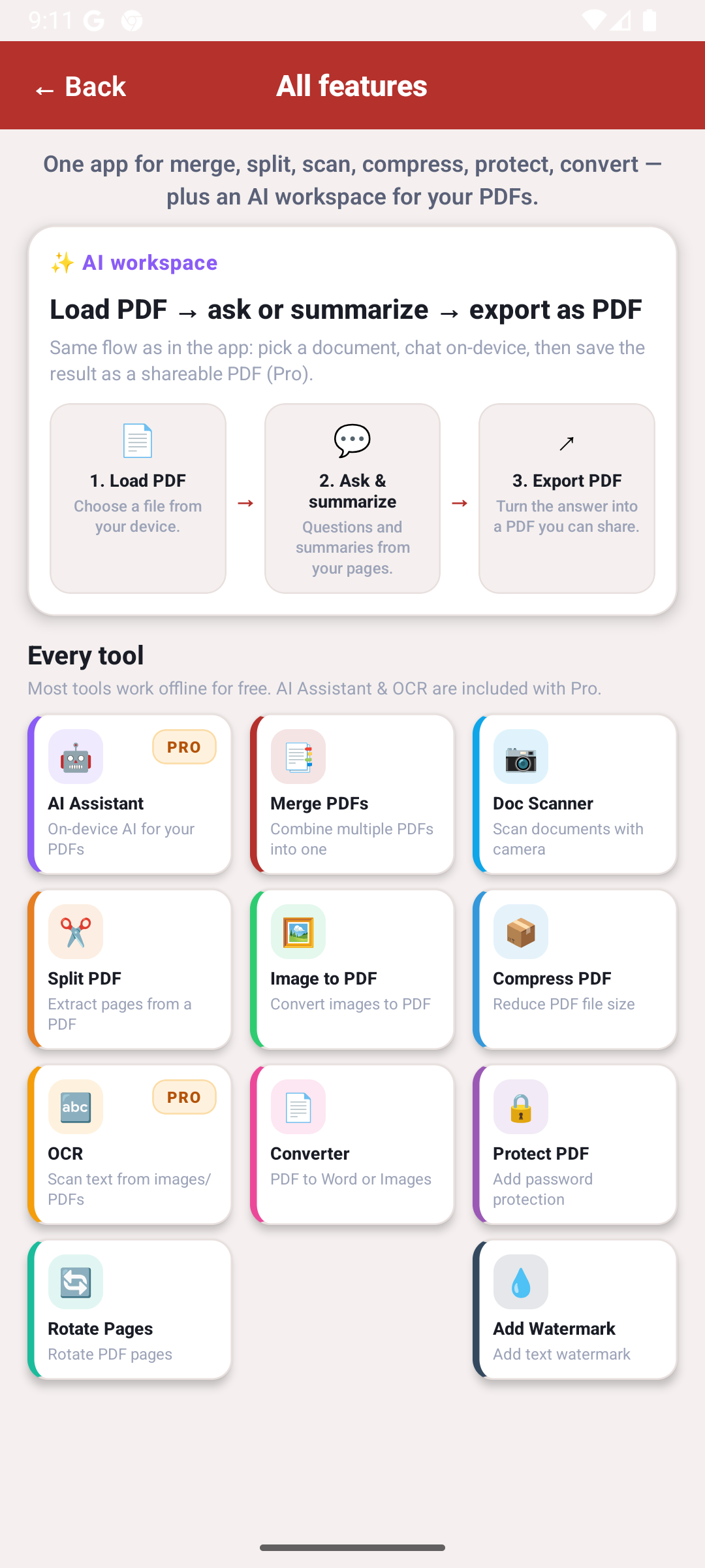 App showcase highlighting PDF tools