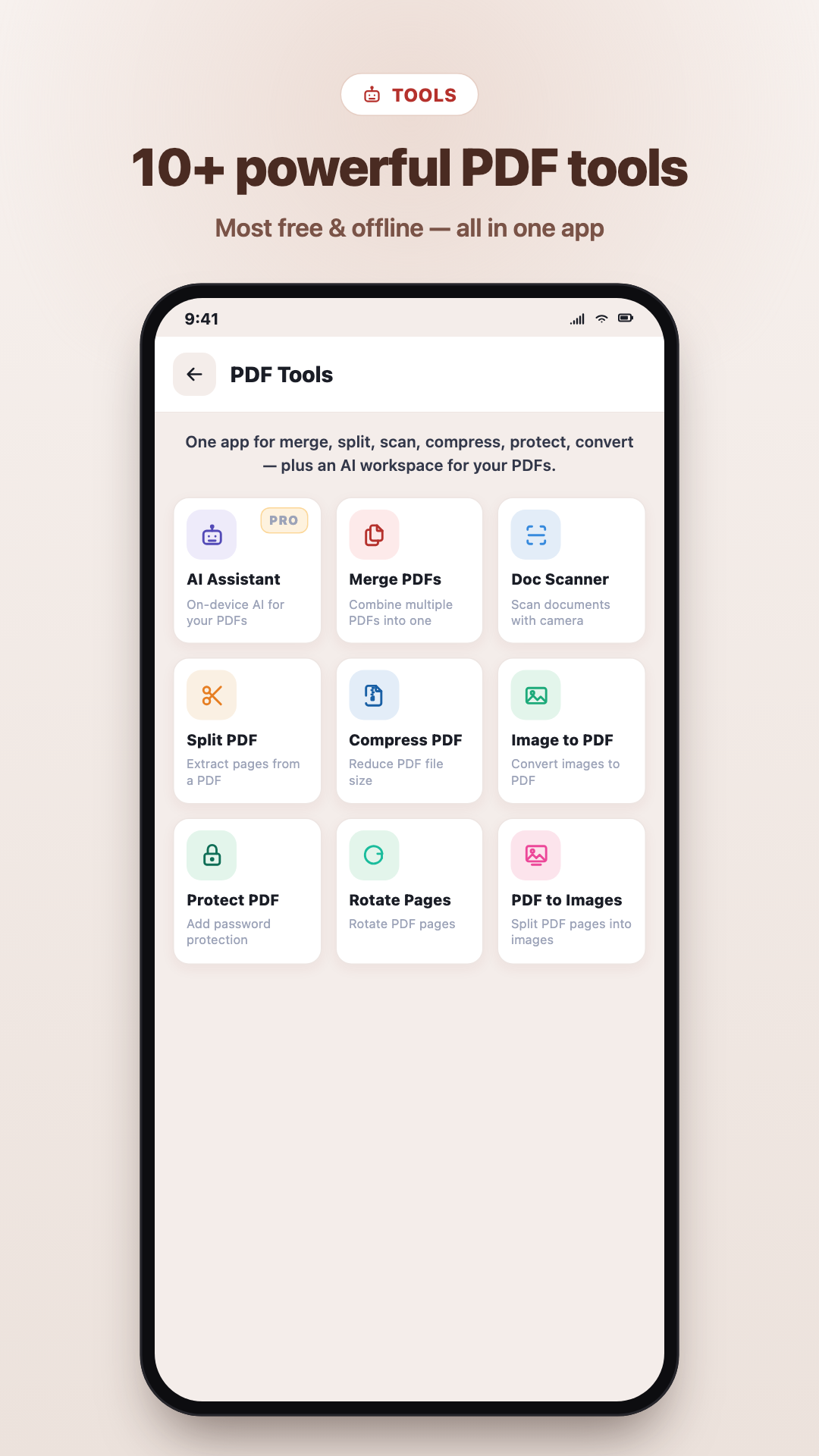 Full grid of PDF tools